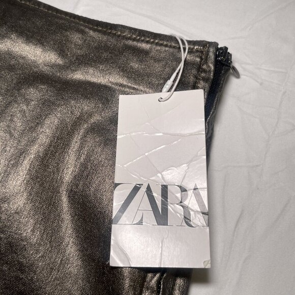 Zara Size XS Faux leather Silver Skirt NWT - Picture 6 of 8